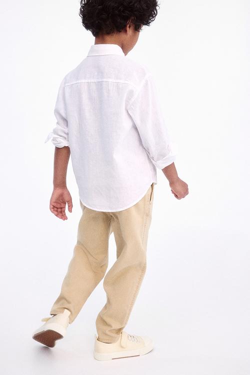 Loose-fit tapered twill chinos - beige
