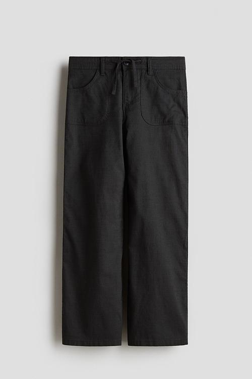 Wide cotton trousers - black
