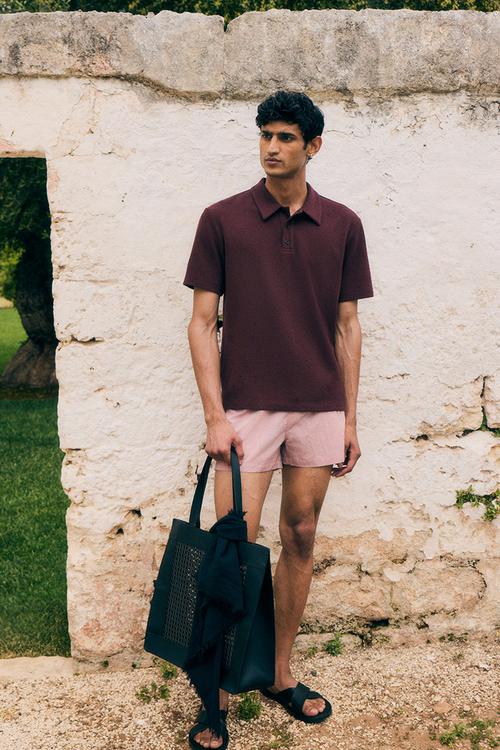 Crinkled nylon swim shorts - pink