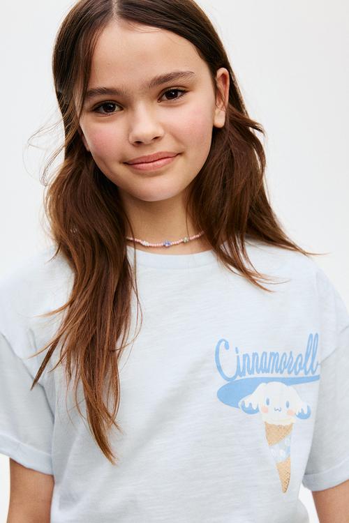 Oversized printed t-shirt -  light blue/cinnamoroll 