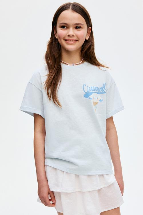 Oversized printed t-shirt -  light blue/cinnamoroll 