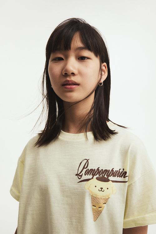 Oversized printed t-shirt - yellow/pompompurin 