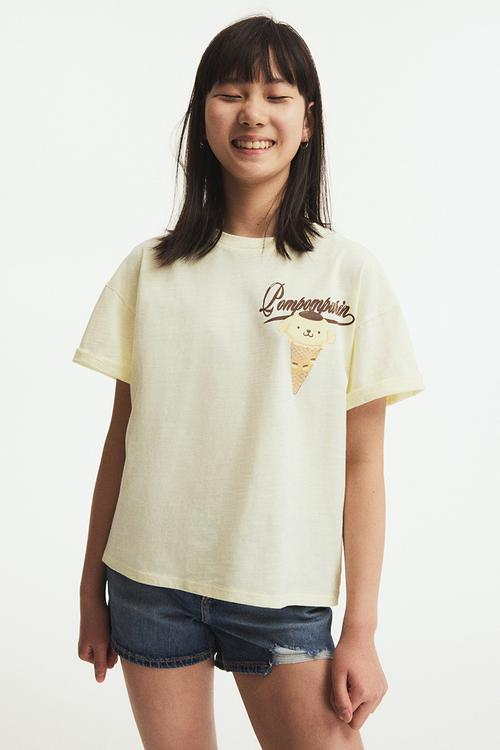 Oversized printed t-shirt - yellow/pompompurin 