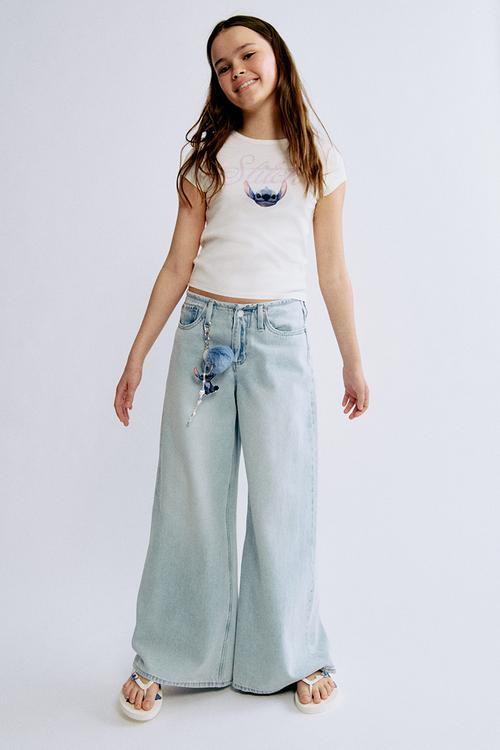 Print-motif cotton top - white/lilo & stitch 