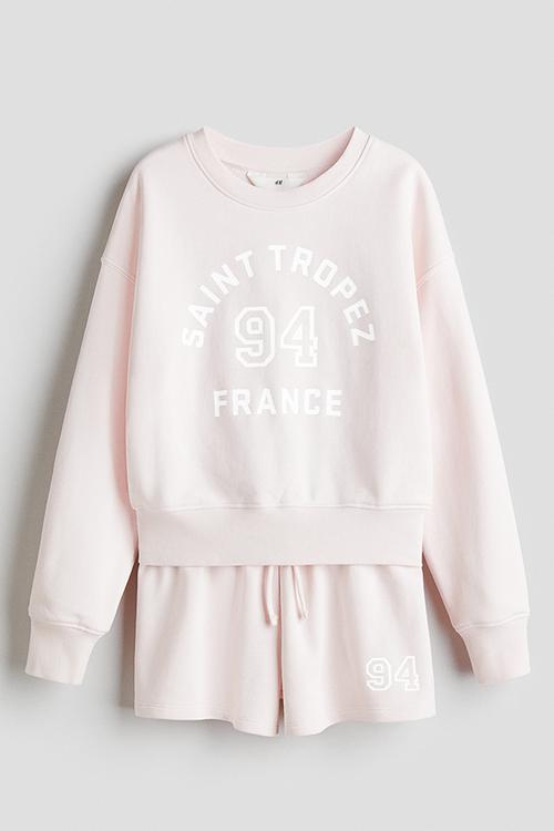 2-piece sweatshirt set - light pink/saint tropez