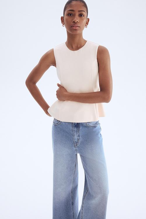 Interlock peplum vest top - powder pink