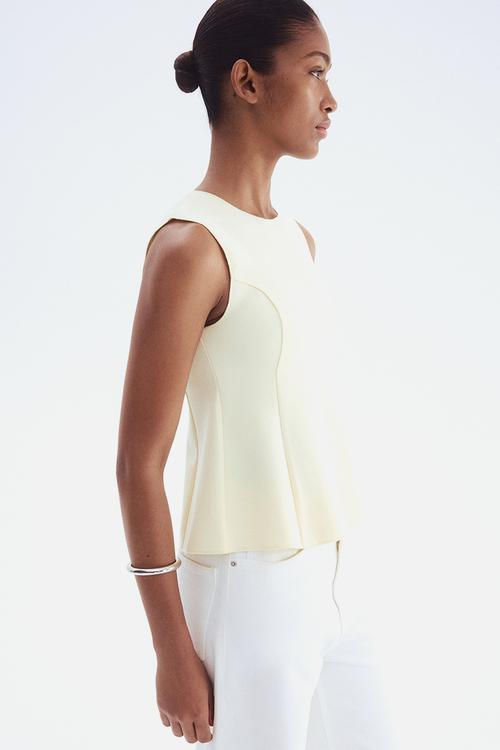 Interlock peplum vest top - pale yellow