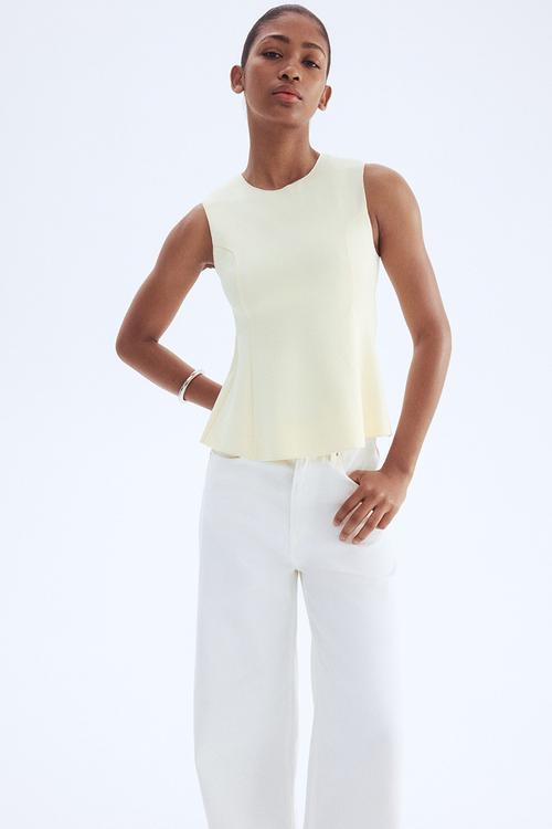 Interlock peplum vest top - pale yellow