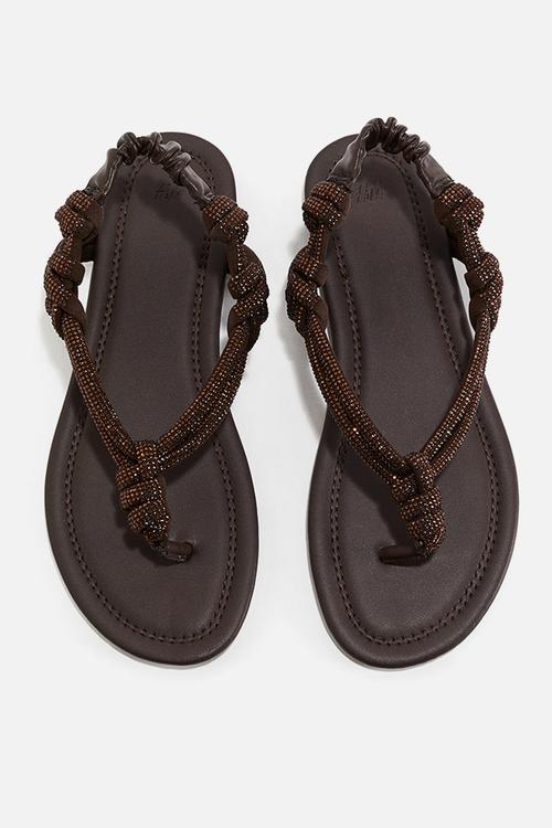 Rhinestone-embellished sandals - brown
