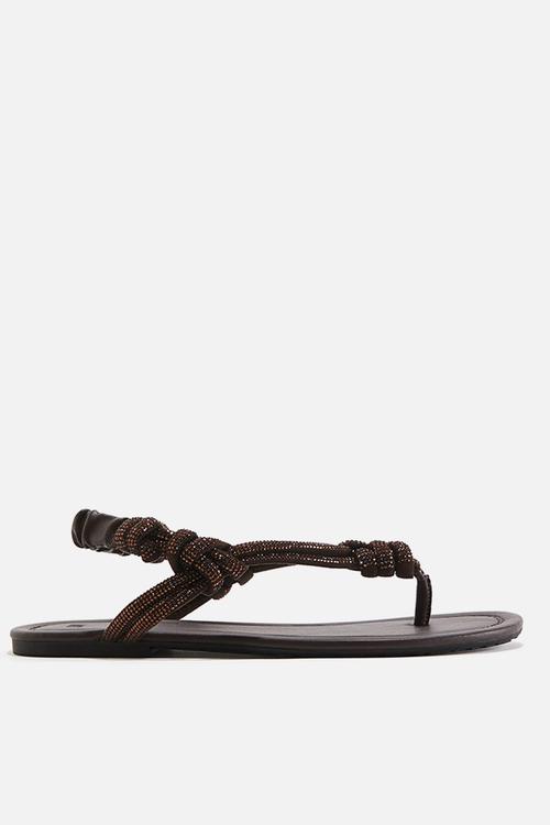 Rhinestone-embellished sandals - brown