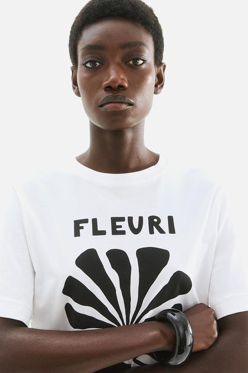 Printed T-shirt - white/fleuri