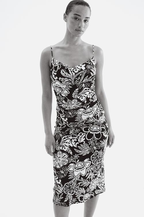 Interlock strappy dress - black floral