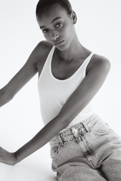 Ribbed vest top - white