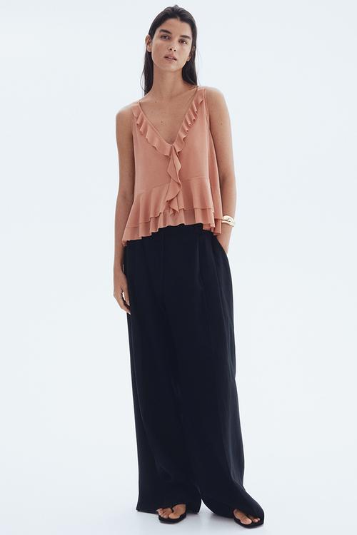 Flounced vest top - dusty orange