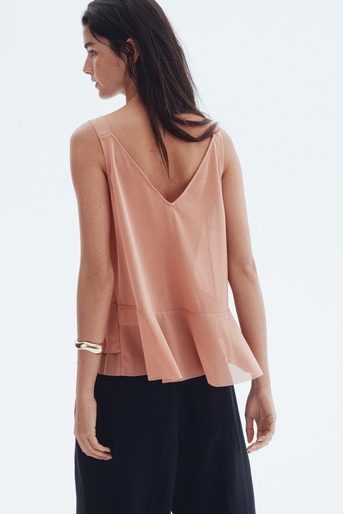 Flounced vest top - dusty orange