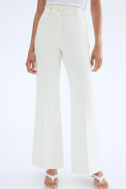 Flared twill trousers - white