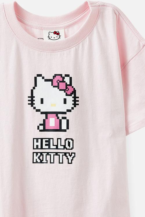 License Drop Shoulder Short Sleeve Tee - Lcn San Hello Kitty/Tea Party Pink