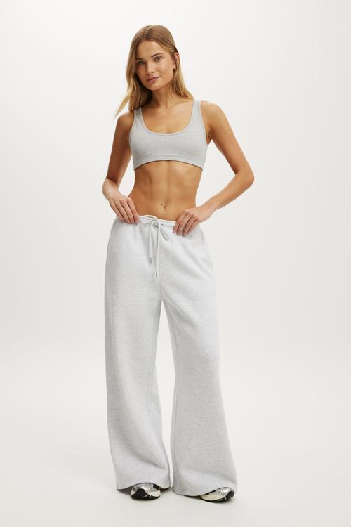 Ultra Soft Low Back Crop - Light Grey Marle