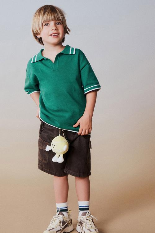 Open Neck Polo - Deep Mint/Vanilla