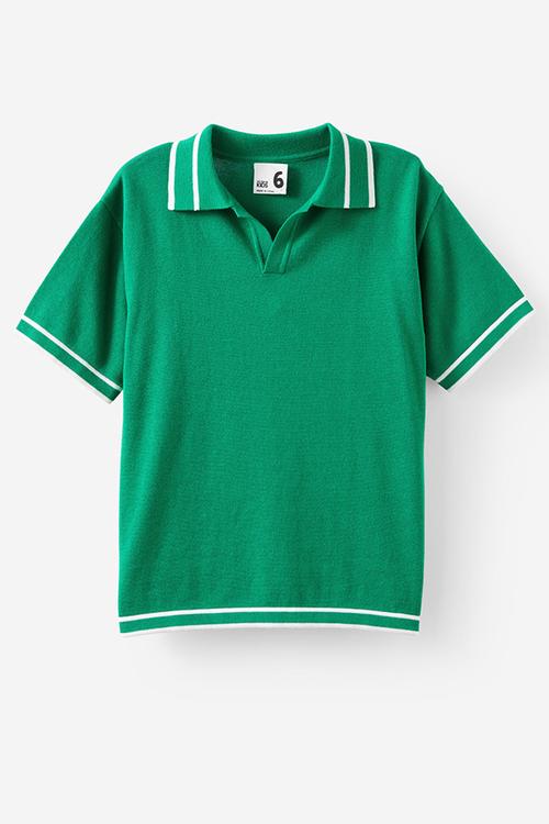 Open Neck Polo - Deep Mint/Vanilla