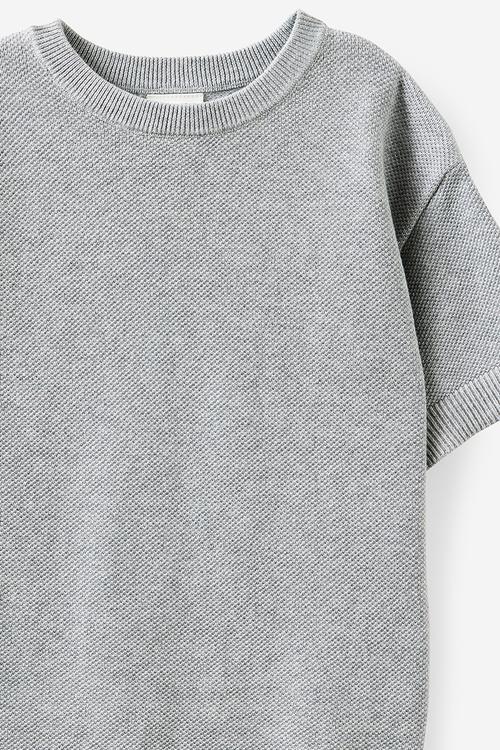 Oversized Knit Tshirt - Grey Marle
