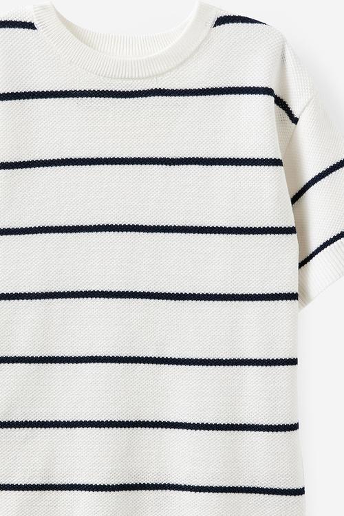 Oversized Knit Tshirt - Vanilla/Squid Ink