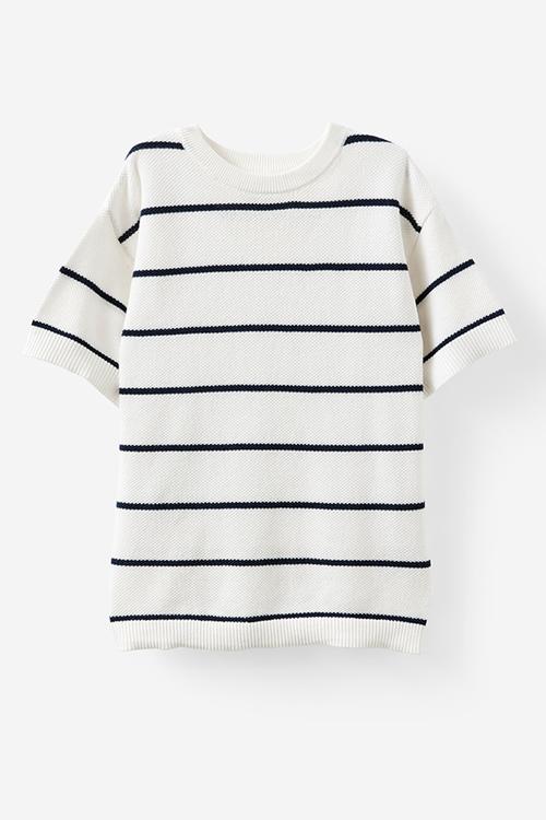 Oversized Knit Tshirt - Vanilla/Squid Ink