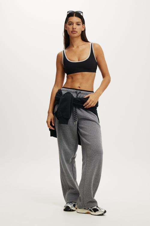 Ultra Soft Low Back Crop - Black/Grey Marle