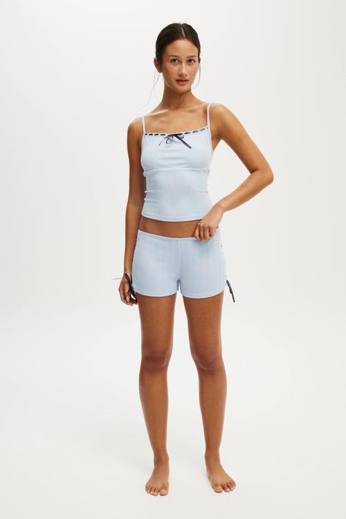 Pointelle ruched boyshort - violet blue/steely blue