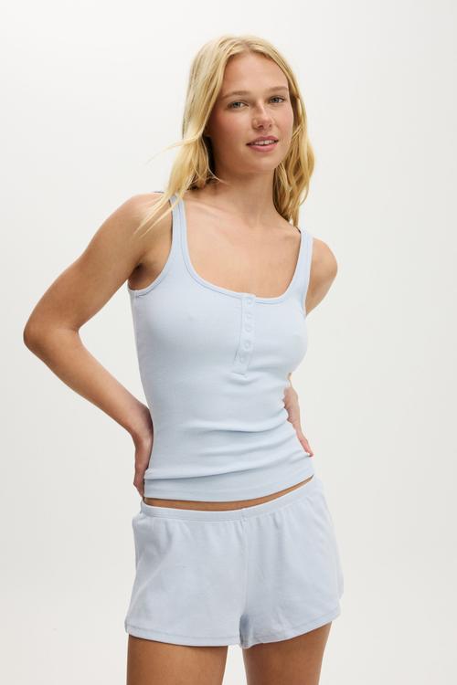 90s henley rib tank - violet blue