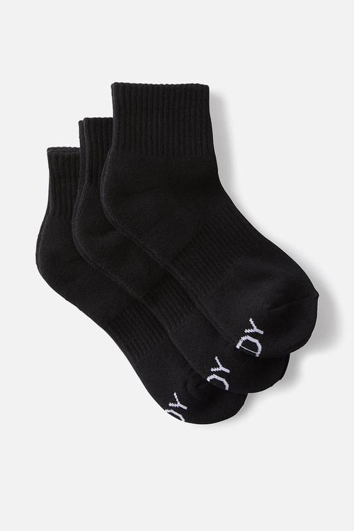 Body qtr crew sock 3pk - black