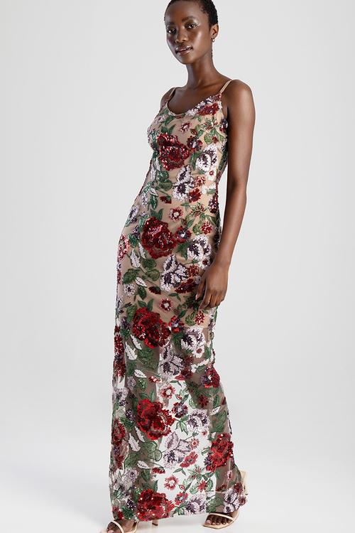 Maxi Dress With A V-Neckline - Multi