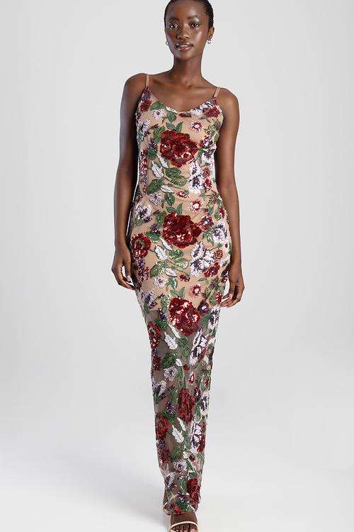 Maxi Dress With A V-Neckline - Multi