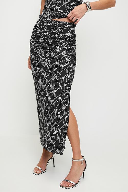 Ladies peyton mesh midaxi skirt - black