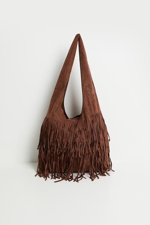 Penina fringe shoulder bag- brown