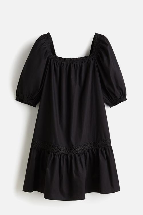 Cotton tunic dress - black