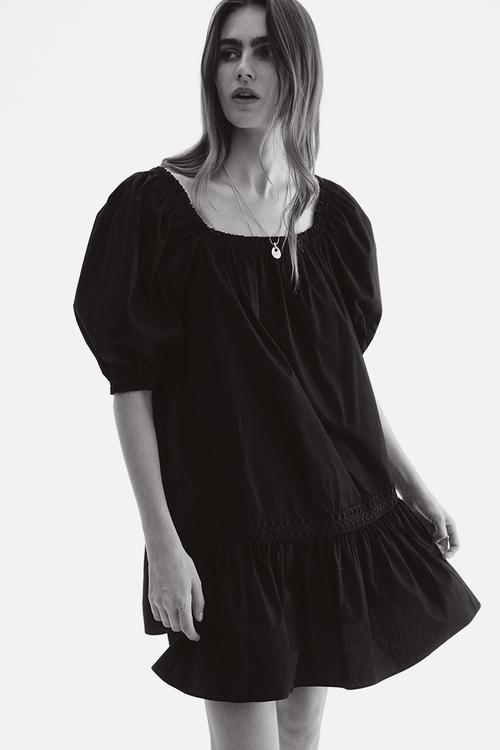Cotton tunic dress - black