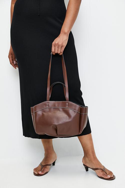 Natalie double strap tote bag- brown