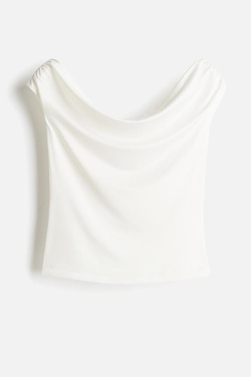 Draped off-the-shoulder top - white