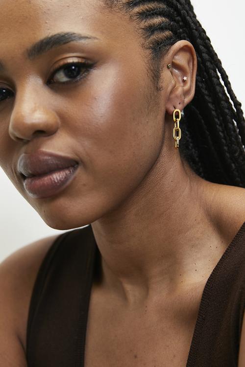 Modern Link Drop Earrings- Gold