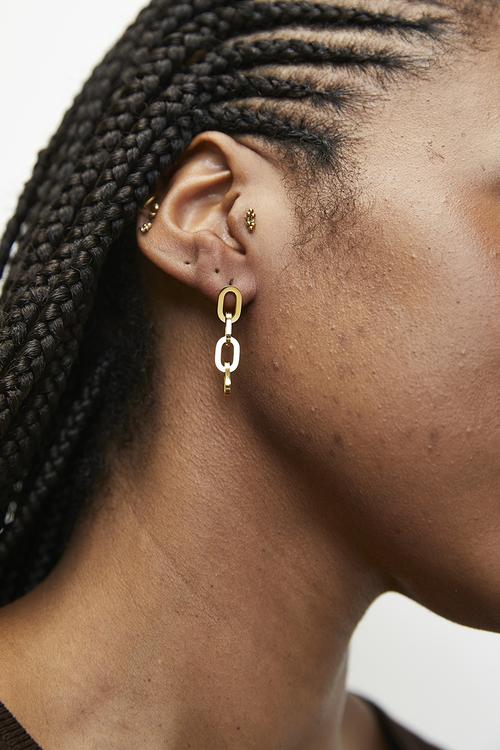 Modern Link Drop Earrings- Gold