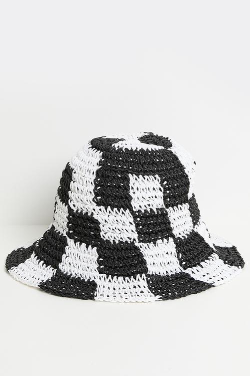 Dominique straw woven bucket hat-  multi