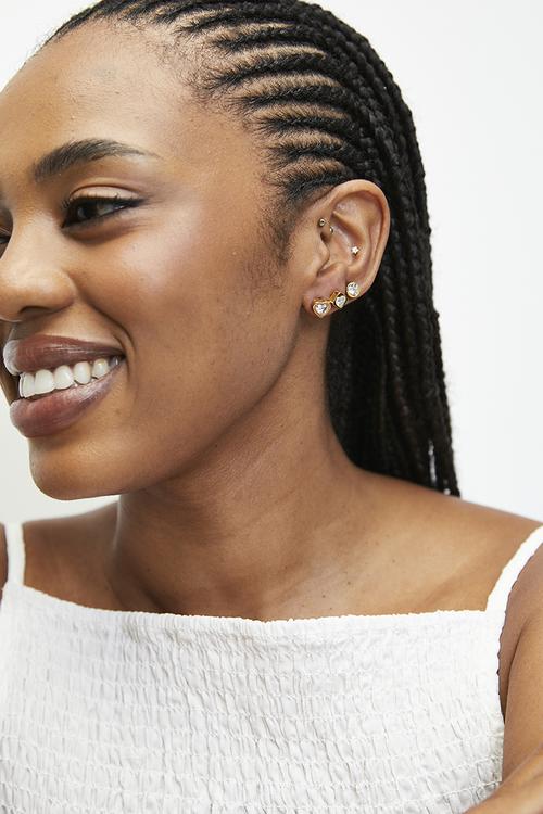 Trio Of Modern Stud Earrings- Gold