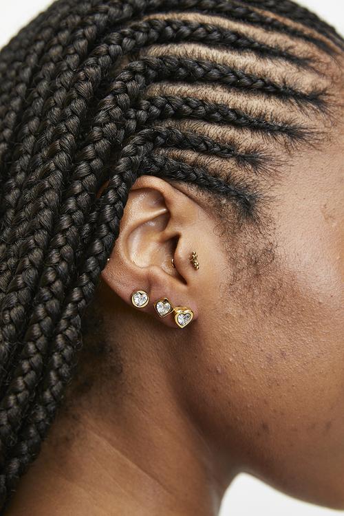 Trio Of Modern Stud Earrings- Gold