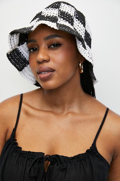 Dominique straw woven bucket hat-  multi