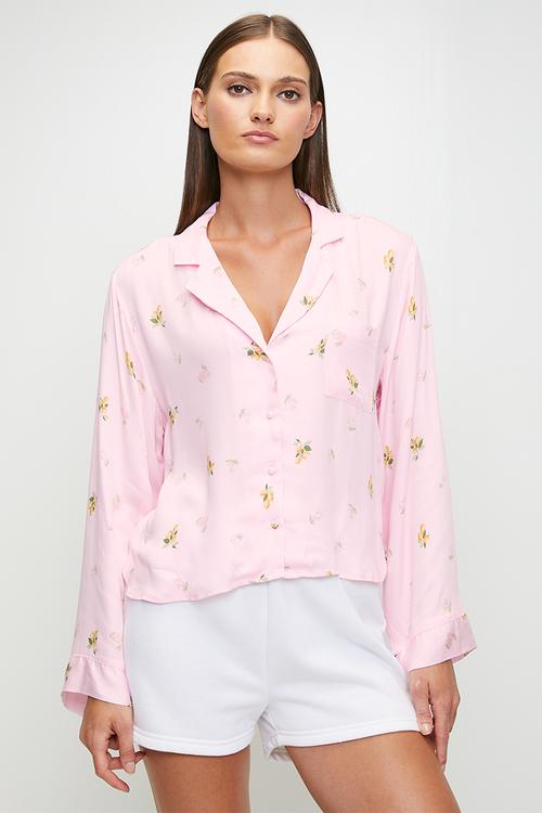 Jacket ls viscose lemon - primrose pink