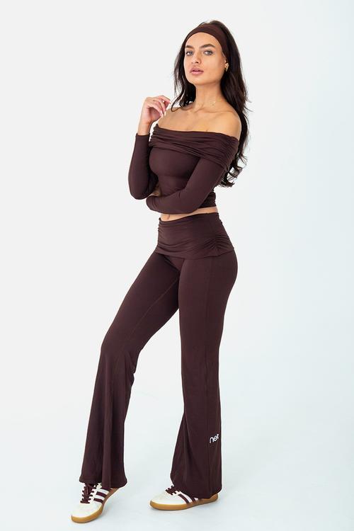 Latte lounge flare pants - espresso brown