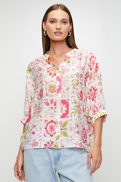 Easy Wearing Batwing 1/2 Sleeve Blouse - Multi