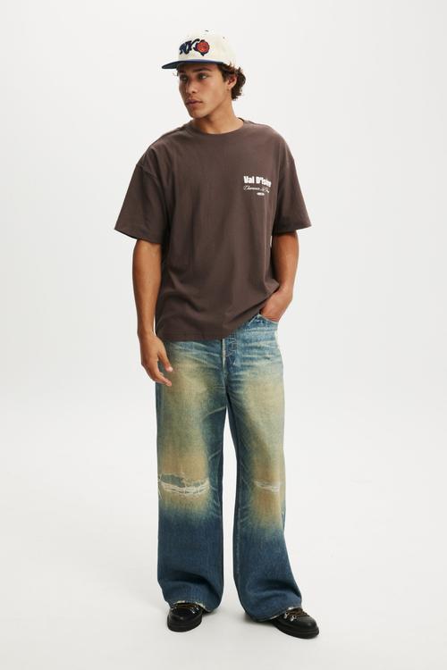 Box Fit Graphic T-shirt - Washed Chocolate/Val D Isere