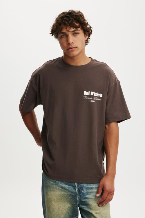 Box Fit Graphic T-shirt - Washed Chocolate/Val D Isere